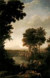 Tájkép a vízből mentett Mózessel (Museo Nacional del Prado) – Claude Lorrain (Claude Gellée)